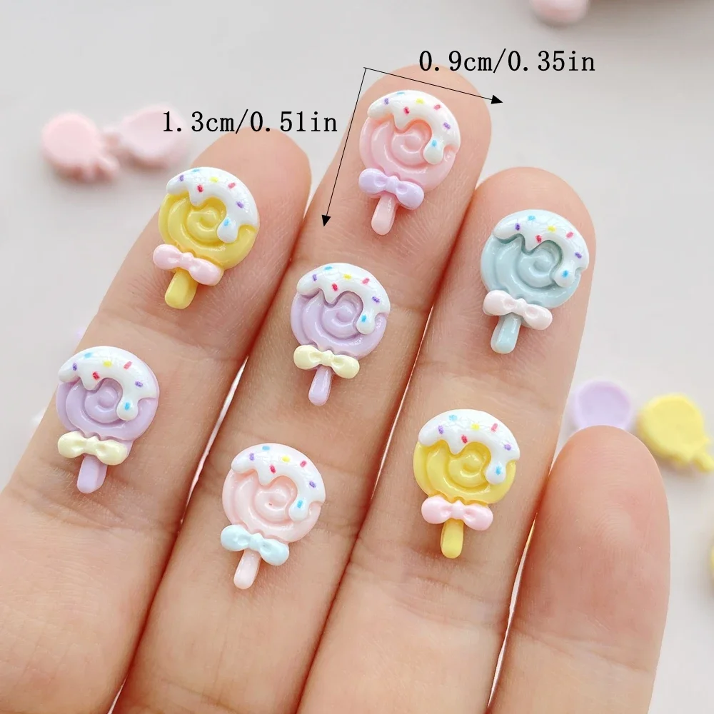 30pcs Resin Colorful 3D Mini Lollipop Ice Cream Flatback Rhinestone Scrapbook DIY Nail Art Decor Jewelry Accessories Craft