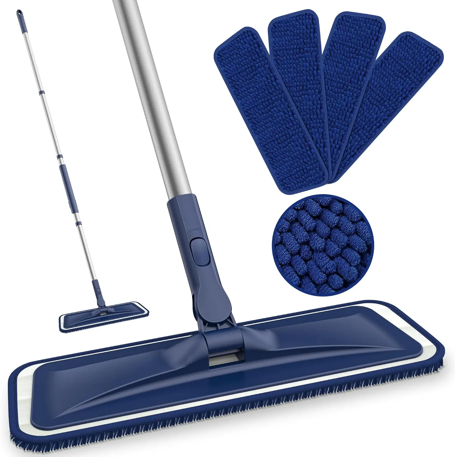 

Microfiber Floor Mop for Wet and Dry Cleaning - Reusable Pads for Hardwood, Tile, Vinyl Surfaces