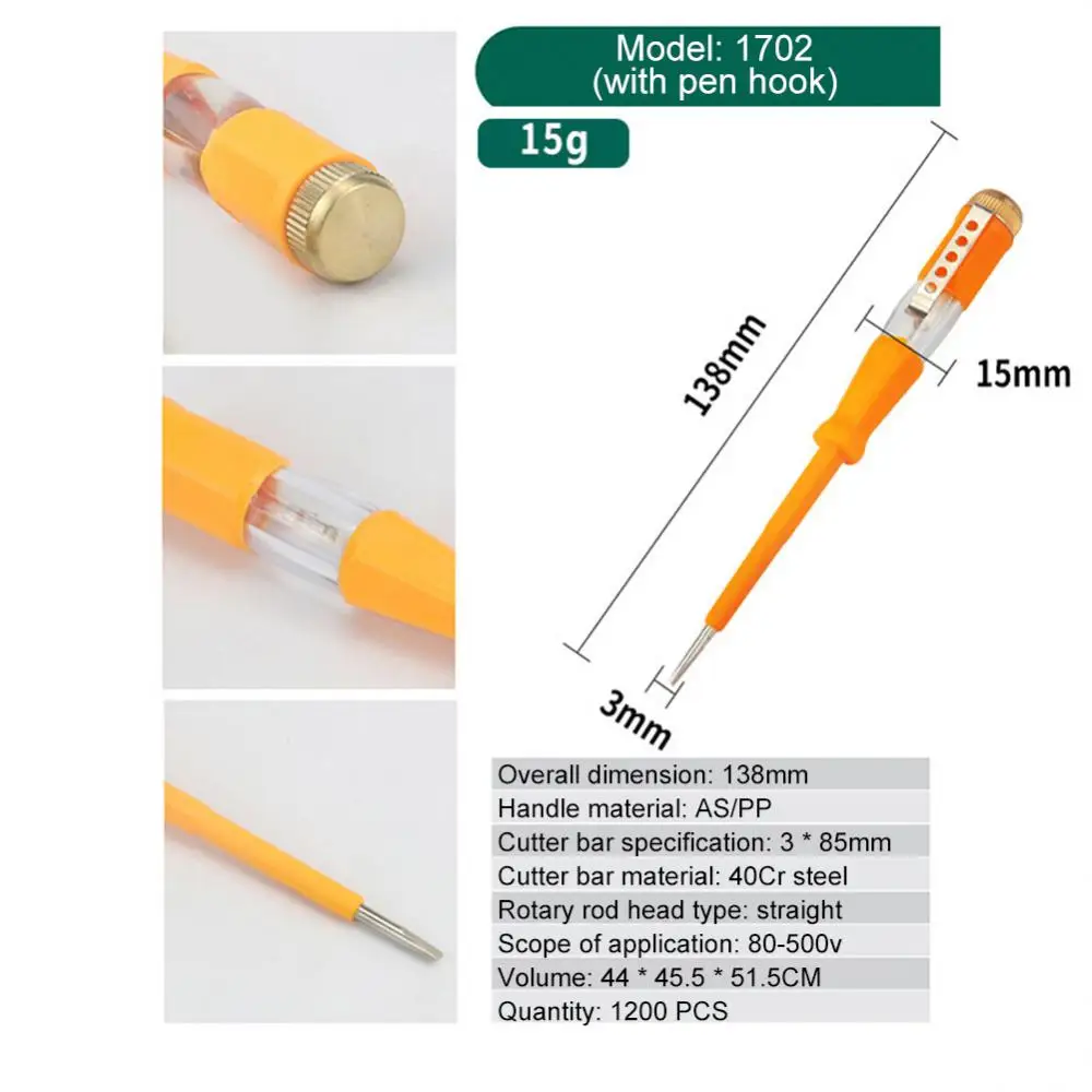 New 100-500V Test Pen Portable Flat Screwdriver Electric Tool Hand Tool LED Tester Multipurpose Non-contact Circuit Test