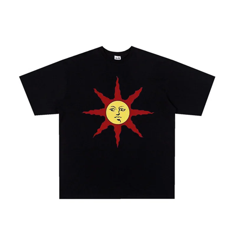 

Футболка ksouls Bla Soul Onion Sun Knight с коротким рукавом, свободного кроя, из хлопка, повседневная, с круглым вырезом, летняя, для подростков