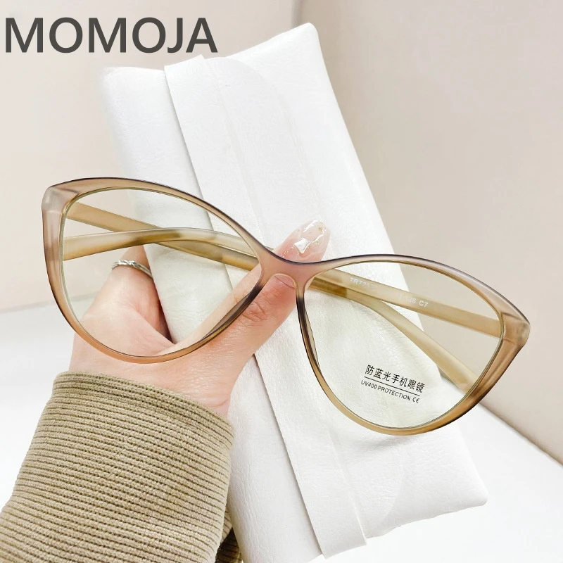 

MOMOJA Ultra Light Retro Fashion TR90 Anti Blue Cat Eye Women's Eye Frame Optical Prescription Glasses Frame 7212