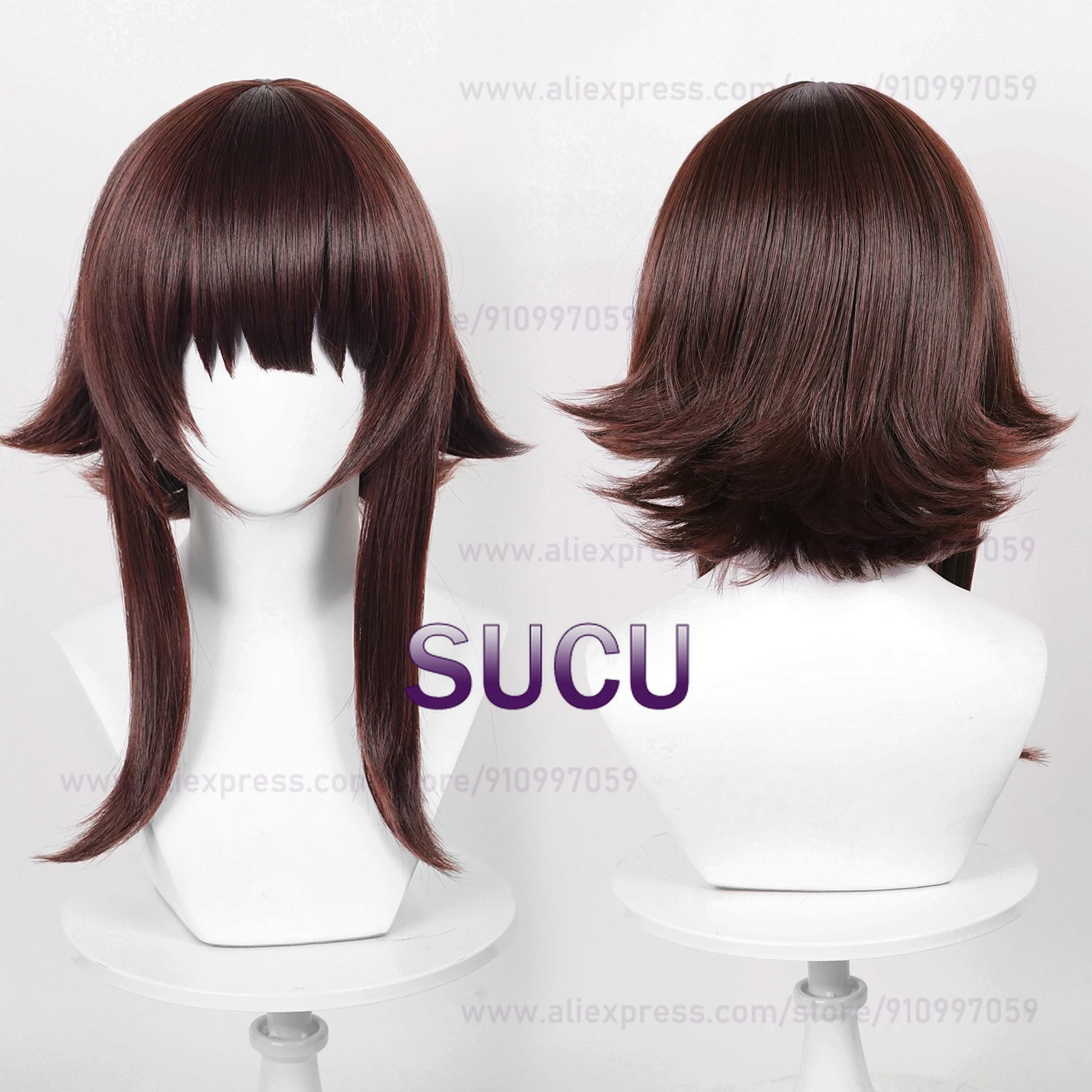 Megumin Anime Cosplay Perruque, Cheveux Rouges Foncés, Degré de Chaleur, Cheveux Synthétiques, Bonnet