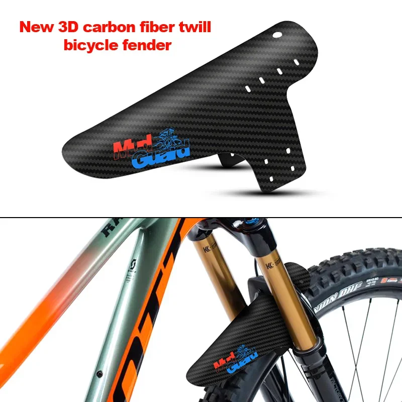 3D Carbon Fiber Mountain Bike Mudguard, Twja Mtb Fender, roda do pneu dianteiro e traseiro, Universal, adequado para bicicleta de freio a disco