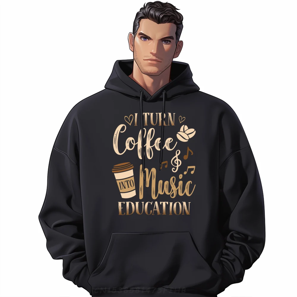 

Music Teacher I Turn Coffee Into Music Education Polyester Graphic Tees Men Long Sleeve Tee Thanksgiving