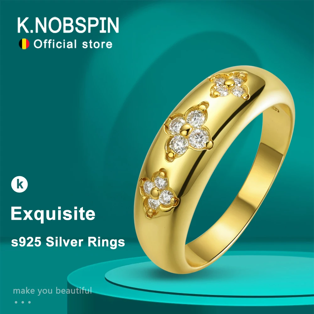 

Женские кольца KNOBSPIN с муассанитом, четырехлистный клевер, стерлинговое серебро 925 пробы, изысканное изящное кольцо в подарок на день рождения с ювелирными изделиями GRA