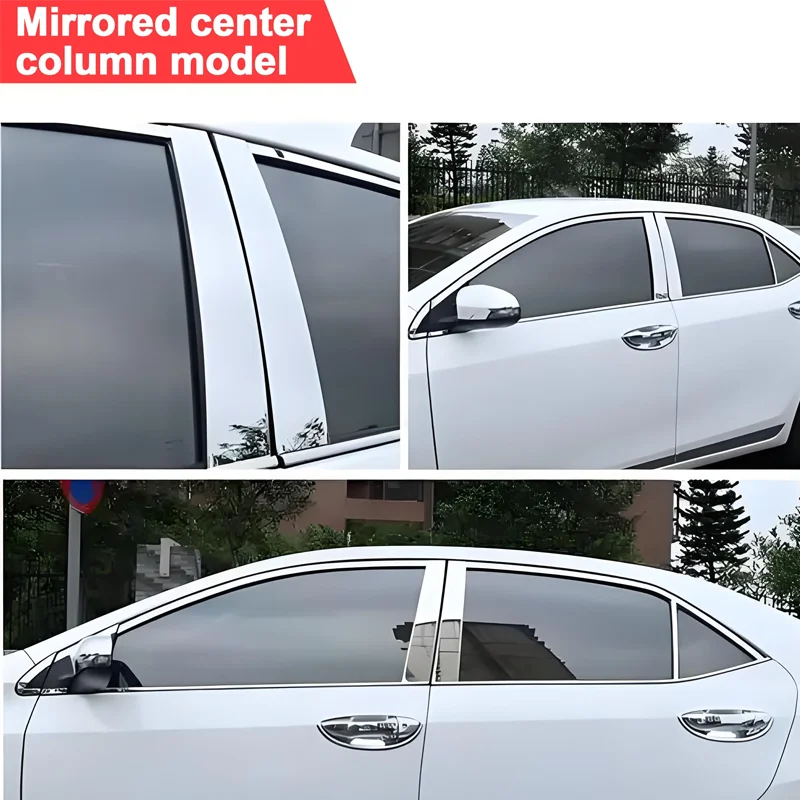 For Toyota Runner Cruiser Fortuner 2005-2014 6pcs Window Trim Covers Center Film Column B C Pillar Posts Sticker Car Accessories