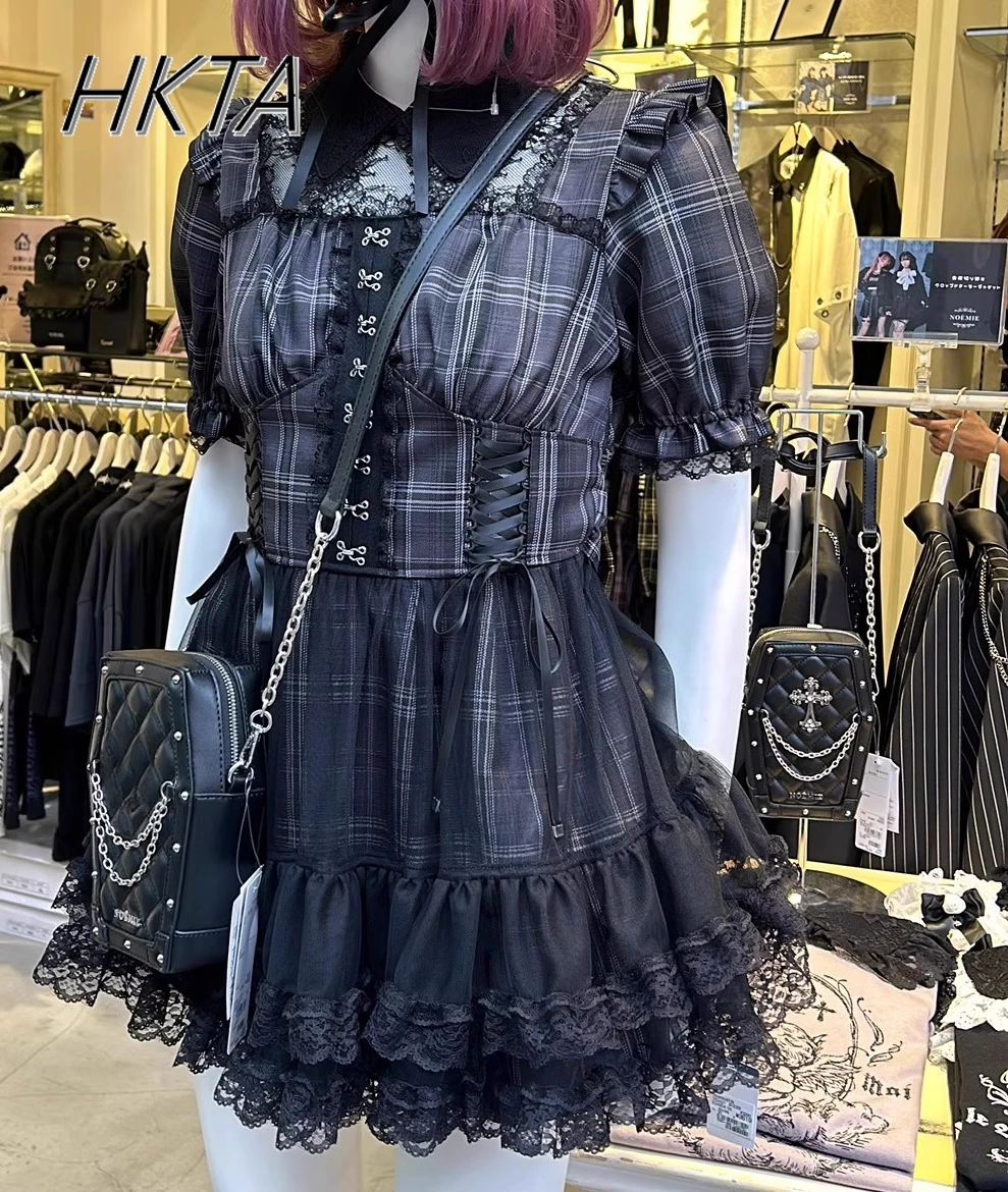 

Original Japanese Style Mine Short-sleeved Lace Dress Shorts Women Outfit Sweet Cute Lolita Dress Casual Shorts 2 Pieces Set