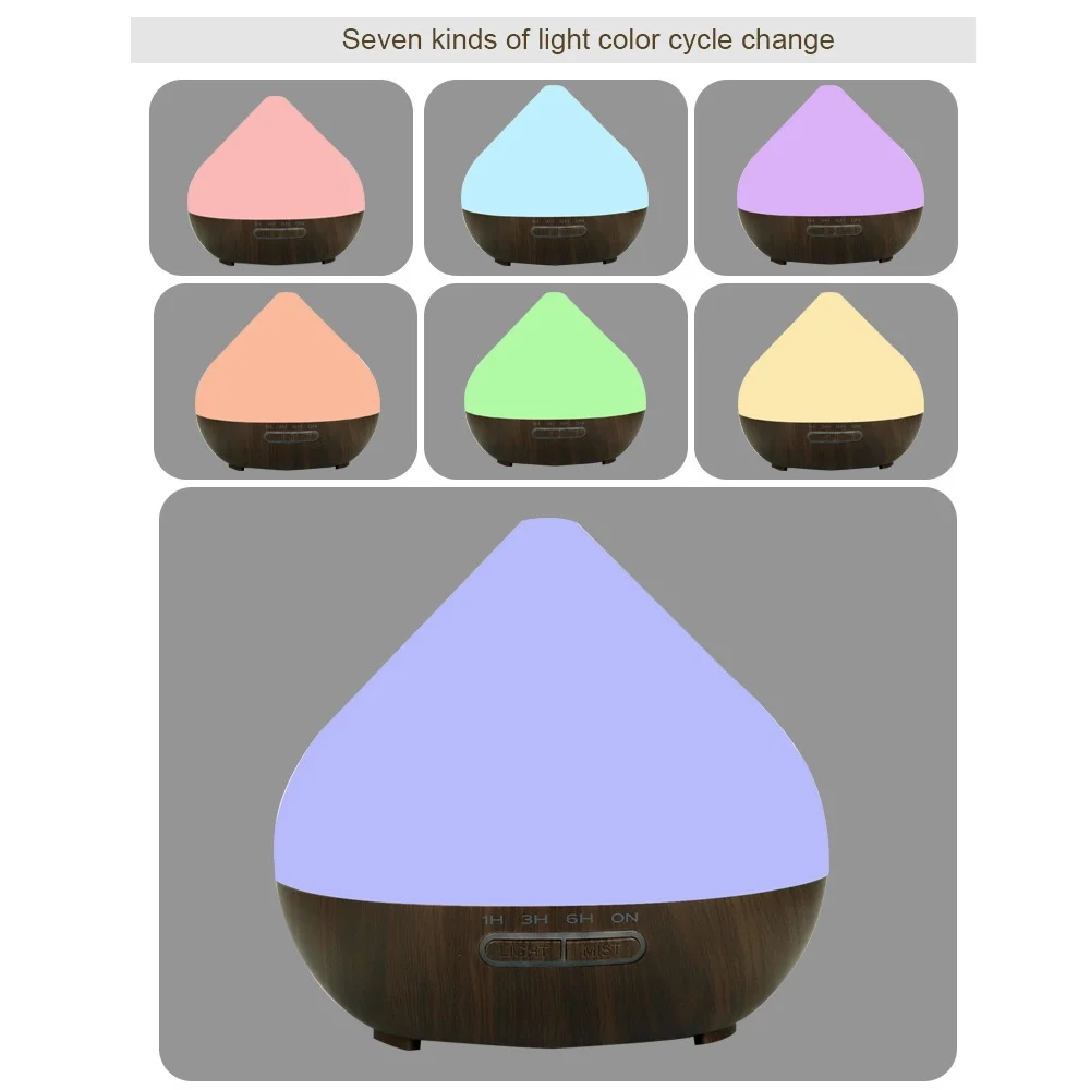 500ml Aromatherapy Diffuser with Remote Control 7 Color LED Lights Ultrasonic Humidifier With 6 Essential Oils