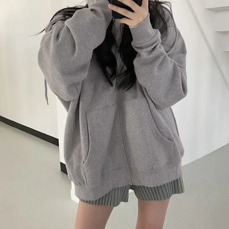 

Spring Autumn Men Zip Up Jackets Hip Hop Streetwear Sweatshirts Y2k Hooded Women Long Sleeve Casual Coats Loose Hoodies