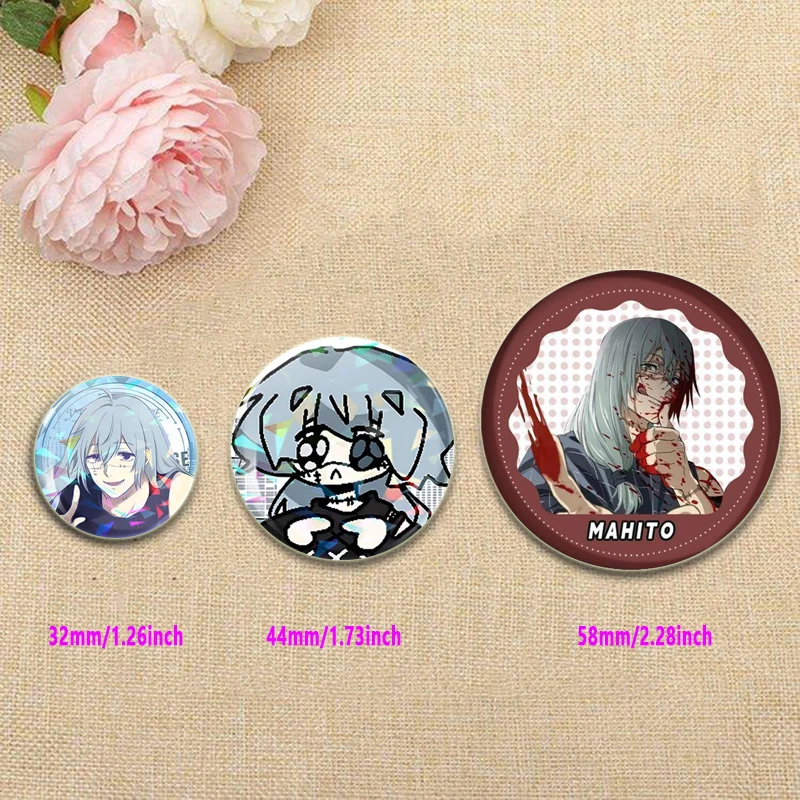 Mahito Tinplate Pin Round Cartoon Snap-in Brooches for Backpack Cothes Accessories Anime Collection Badge Hat Decoration