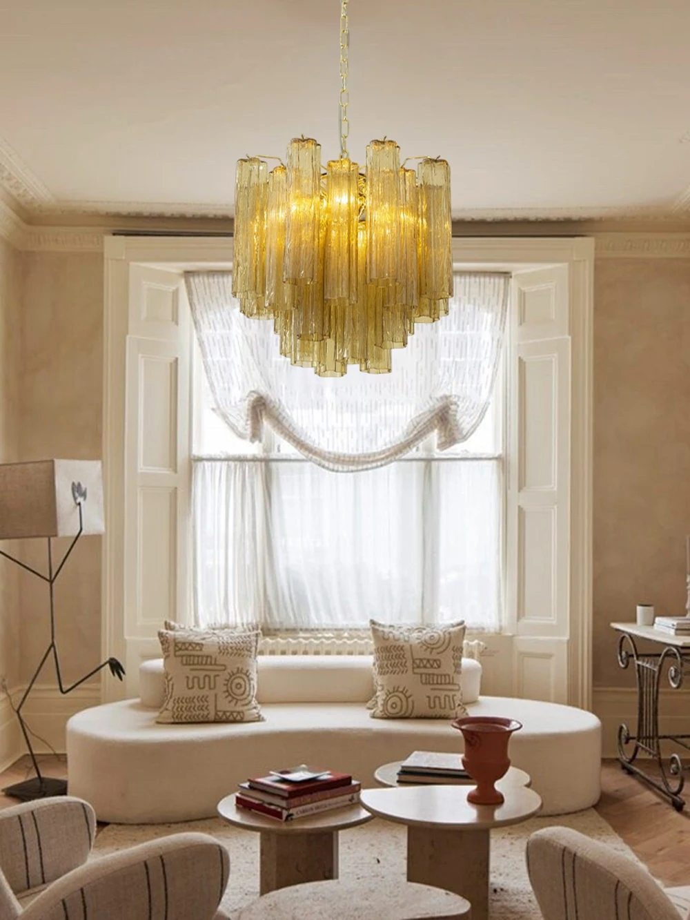 2-7 Layer Murano Series Amber Glass Lustre LED Chandelier Suspension Luminaire Lampen 2026 Penant