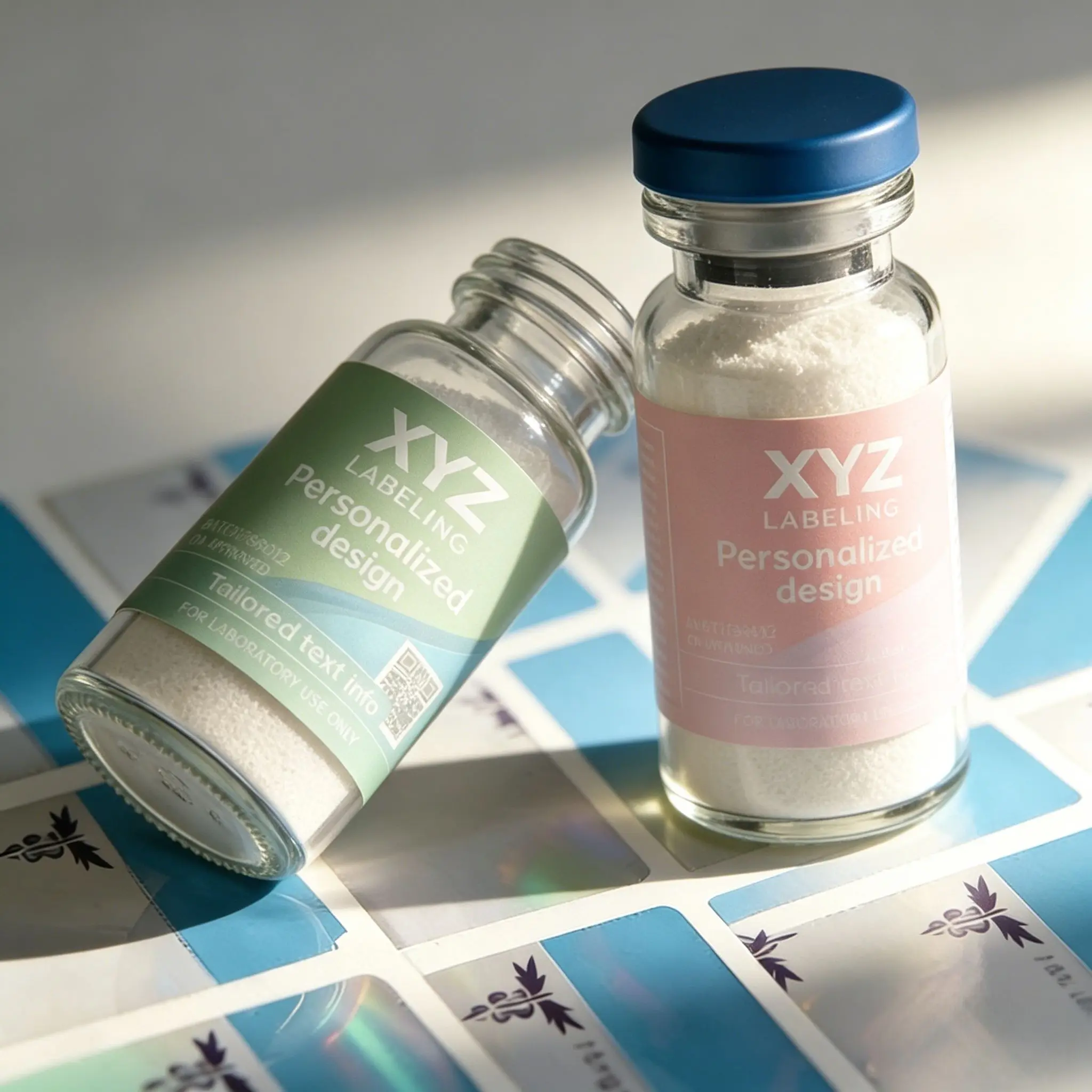 Waterproof Adhesive Vinyl Labels for Peptide Powder Bottles 2ml 10ml 15ml Cosmetic Use