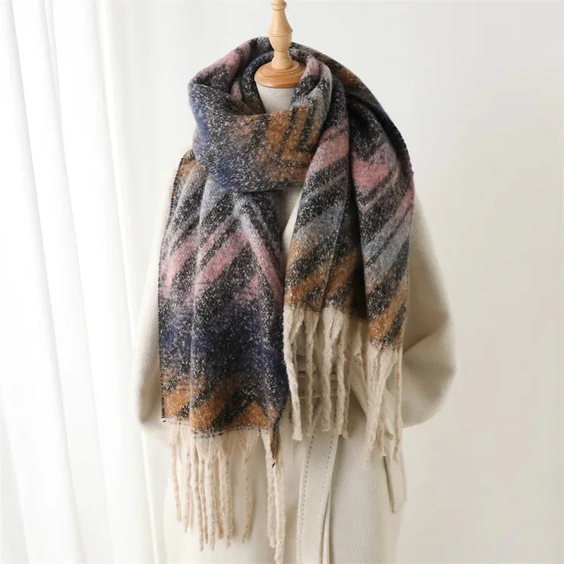 

Fashion Winter Warm Women Scarf Soft Faux Cashmere Blanket Wrap Shawls Foulard Pashmina Neckerchief Poncho Tassel