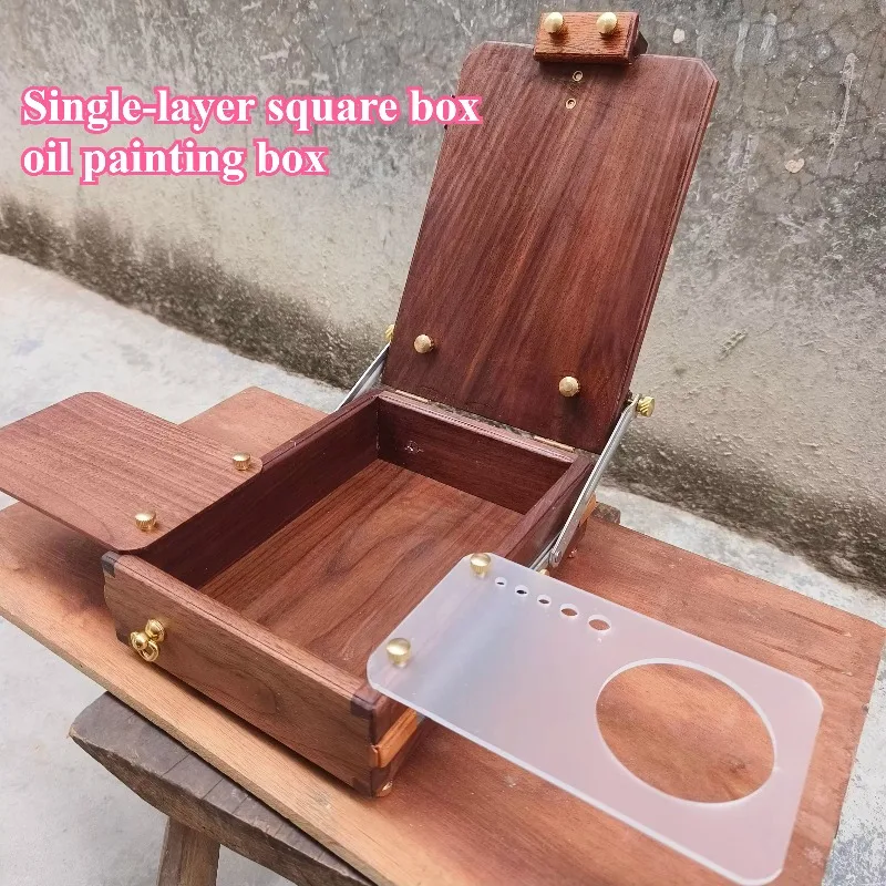 

Деревянная однослойная квадратная коробка, чехлы для масляной живописи, коробка для хранения акварели, художественная уличная палитра для рисования, инструменты для создания рисования
