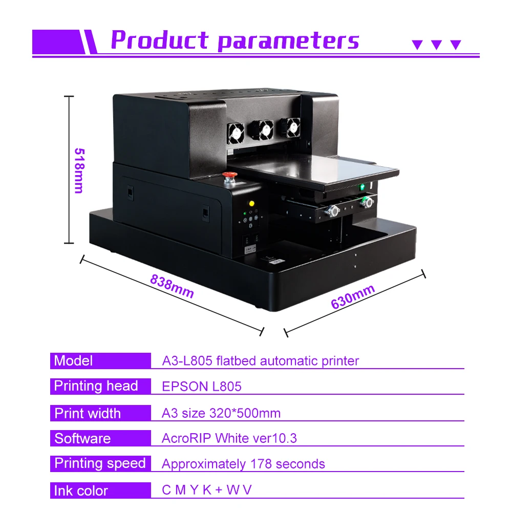 USA Warehouse A3 UV Printer Automatic UV DTF Flatbed Printer Cylinder Printer  for Phone Case,Acrylic,Metal,Leather,Golf,Bottle