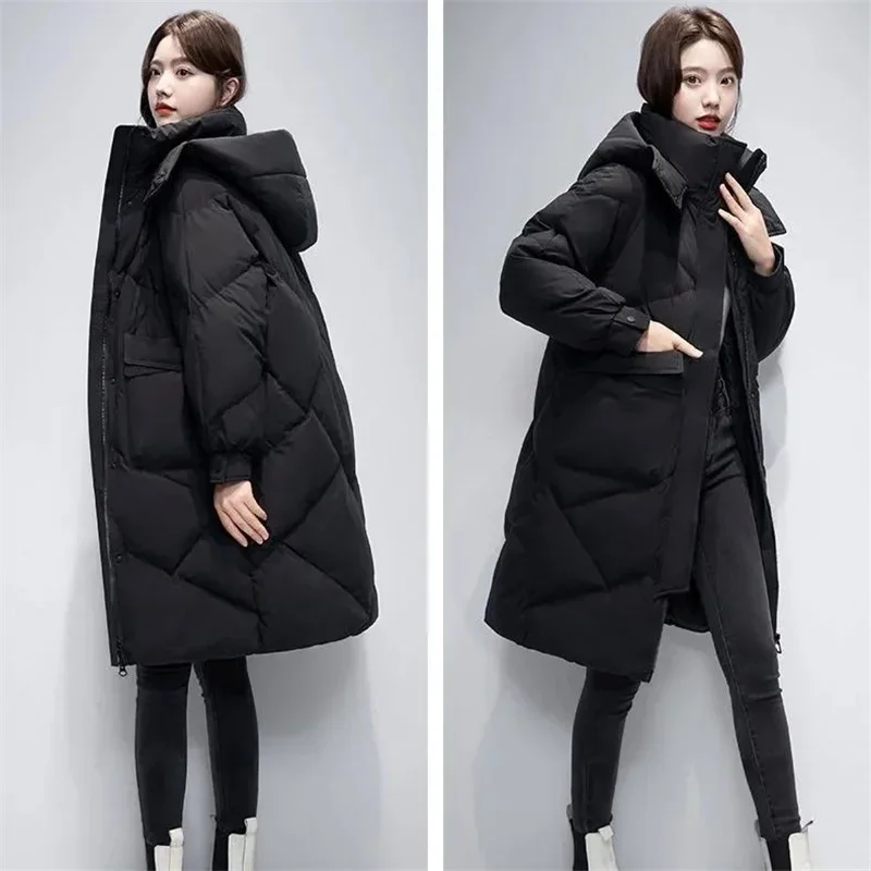 New Winter Women Parka Hooded Jackets Thicken Warm Cotton-padded Puffer Coats Casual Long Parkas Clothes Loose Outerwear