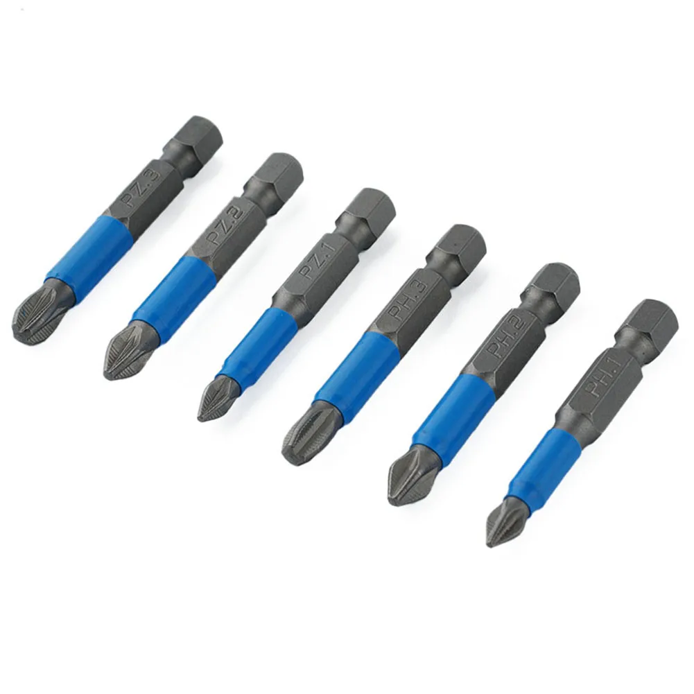 

Set Screwdriver Bit Alloy Steel Anti Slip High Snap PH1/PZ1/PH2/PZ2/PH3/PZ3 Tool Wear Resistance 50mm Length Magnetic