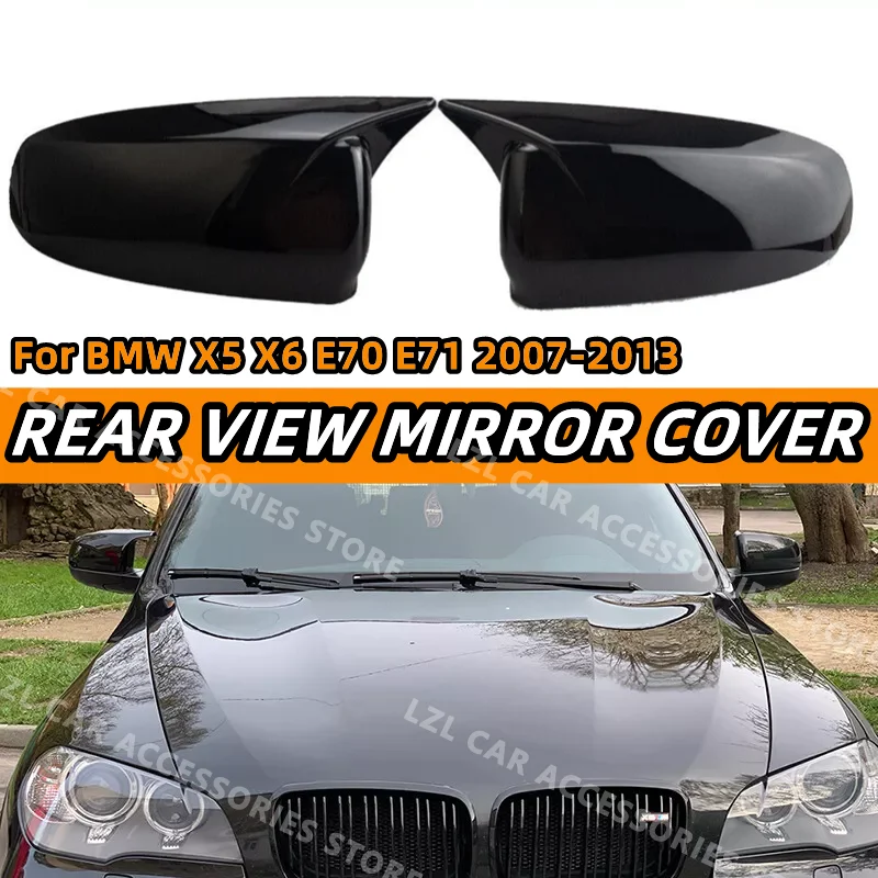 

Pair Add on Rearview Mirror Cover Side Mirror For BMW X5 E70 X6 E71 2008-2013 Horn Rear View Mirror Cover Trim Car Accessories