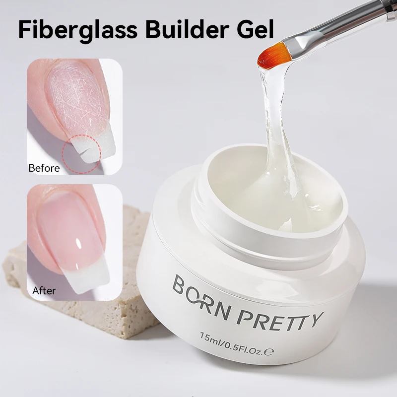 BORN PRETTY 15ml Fiberglass Builder Gel Repair Strengthen Extension Manicure Fiber-Rich for Superior Strength Reinforcement Nail