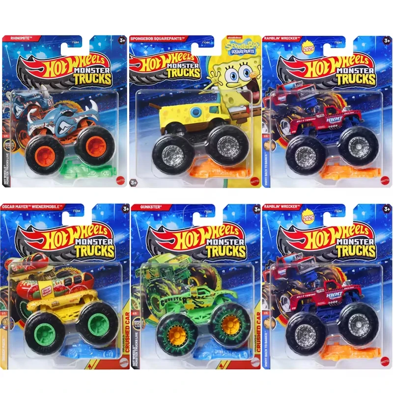 Original Hot Wheels coche monstruo camiones Toy Boy 1/64 Diecast Ramblin Wrecker Pinto pie grande Bob Esponja Squarepants regalo de cumpleaños