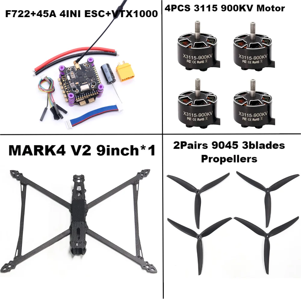 FPV MARK4 V2 8/9/10インチ F722 フライトコントローラー 45/60A 4INI ESCラック ドローン FPV カーボンファイバー PV レーシングドローン クアッドコプター フリースタイル