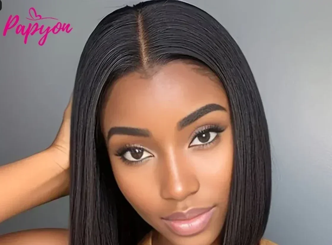 Short  Bob Wigs Straight Glueless Wig Ready To Wear Human Hair Wigs Pre Cut 4x4 Elastic Drawstring Upgraded No Glue Lace Air Wig