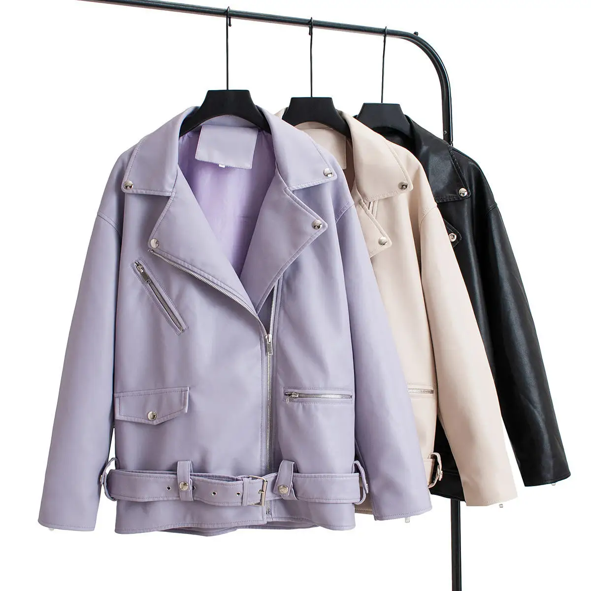 Clásico Faionable ort PU cuero Biker Jaet ropa de abrigo para mujer Sli versátil abrigo de motocicleta con kets Commute Sle