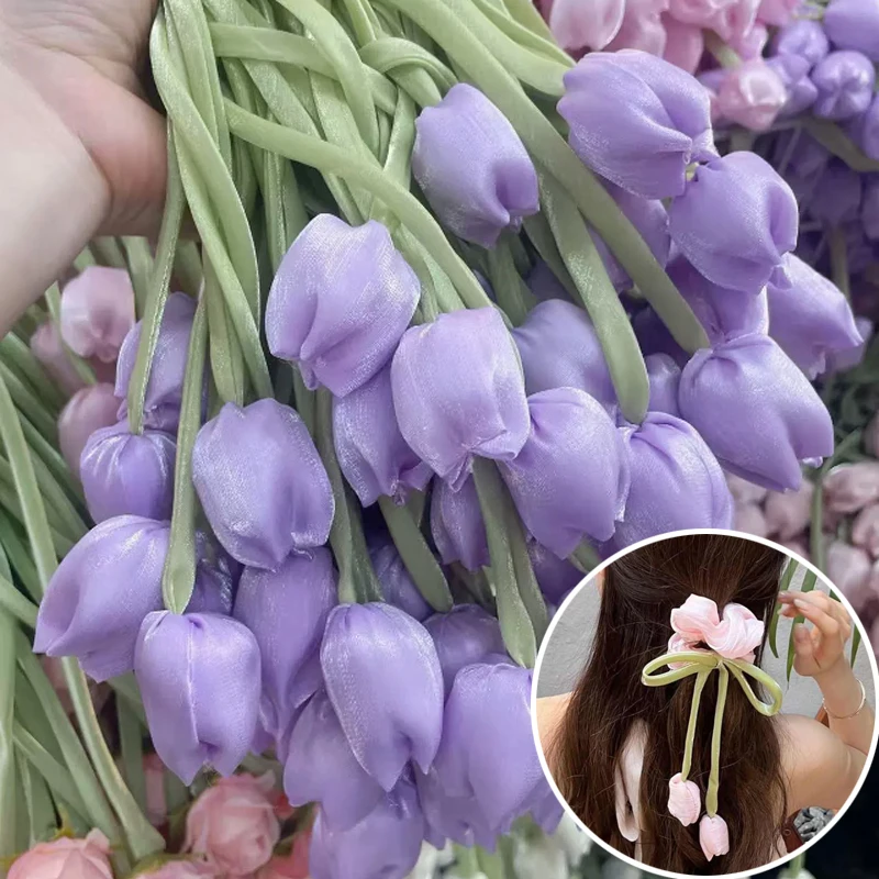 

3D Tulip Bags Decorative Patches DIY Embroidered Flower Hair Accessories for Clothing Dresses Flowers Embroidery Crochet Patches