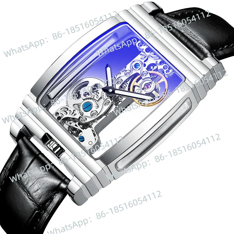 

2026 new wine barrel type Internet celebrity transparent full hollow flywheel mechanical men's watch waterproof watch