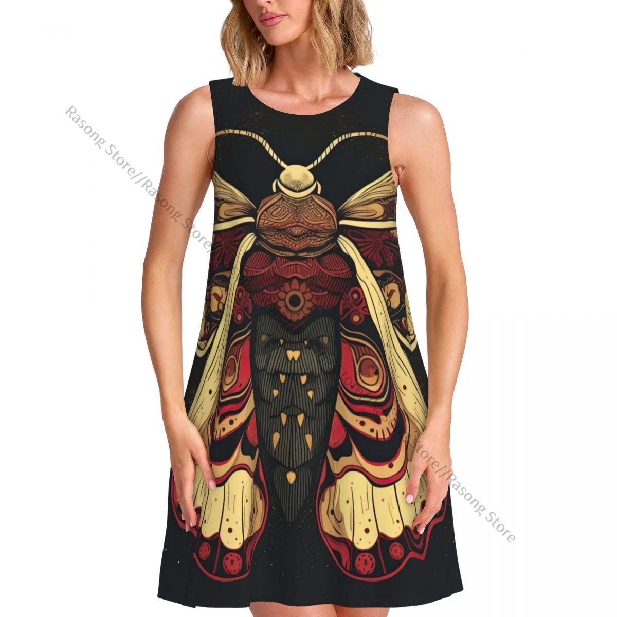 ชุดสตรี Moth Wings ฤดูร้อน Casual T เสื้อชายหาดชุดถัง