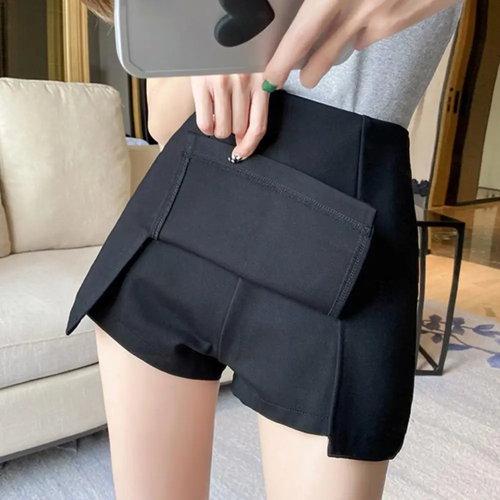 

2026 Women Mini Skirt High Waist Side Split Design Solid Color Short Skirt A-Line Design Skort Anti-exposure Work Skirt