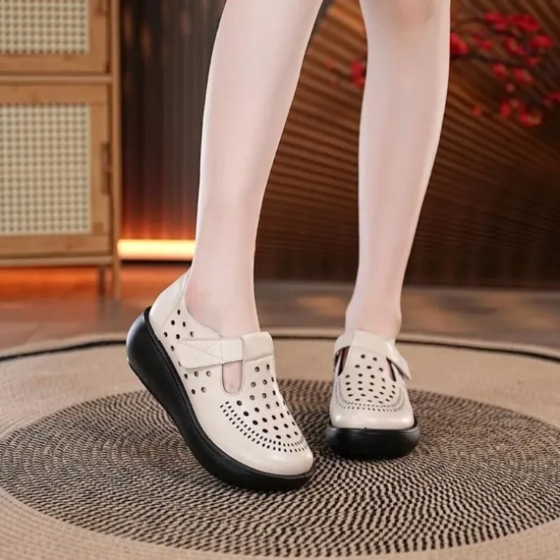 

Women's Wedge Casual Shoes Summer New Non Slip Breathable Platform Hollow Sandals Fashion Comfortable Flat Shoes