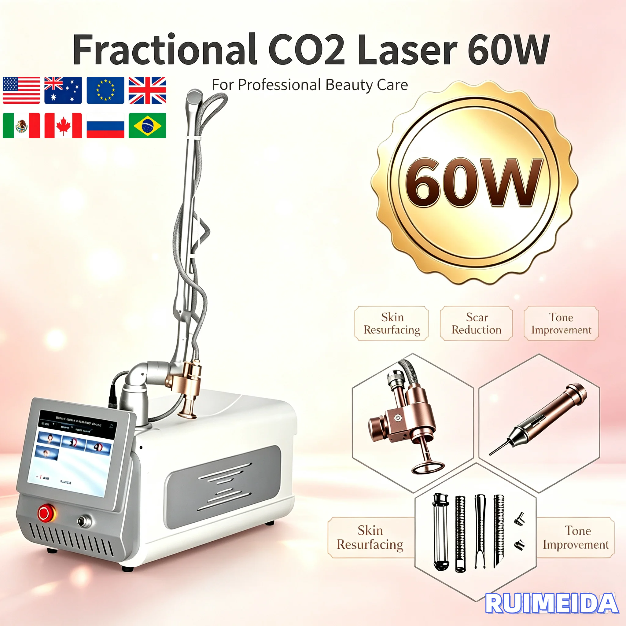 CO2 Fractional Lase Machine Portable Lase Co2 Scar Removal Stretch Marks Vaginal Tightness Pigmented Tumor Salon Equipment CE