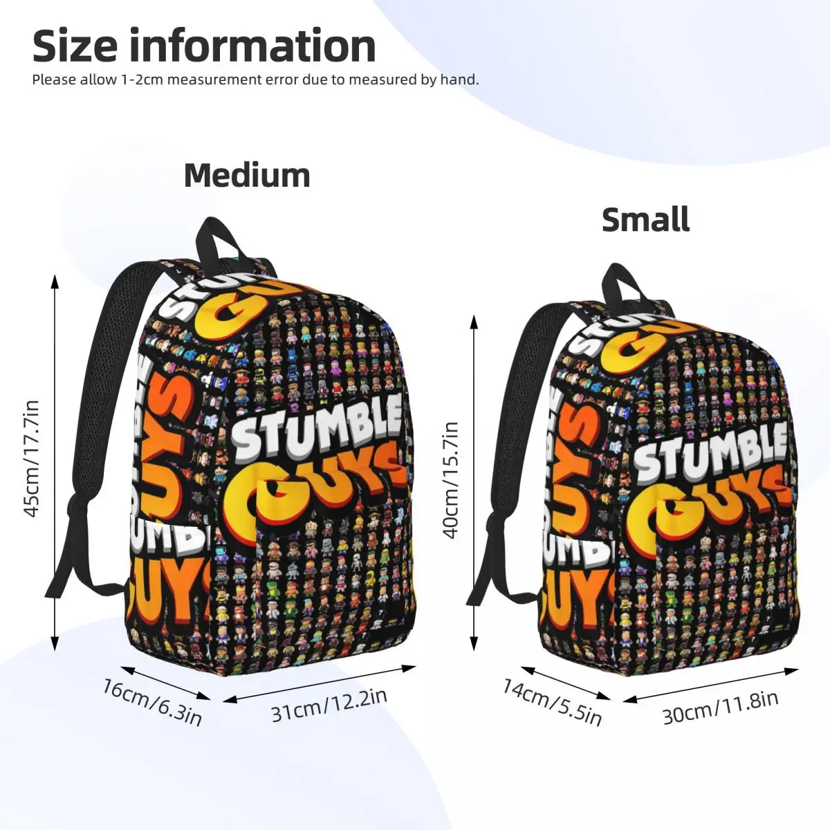 Stumble guys lustiges Spiel Rucksack für Vorschule Kindergarten Schüler Videospiel Bücher tasche Junge Mädchen Kinder Leinwand Tages rucksack Reisen