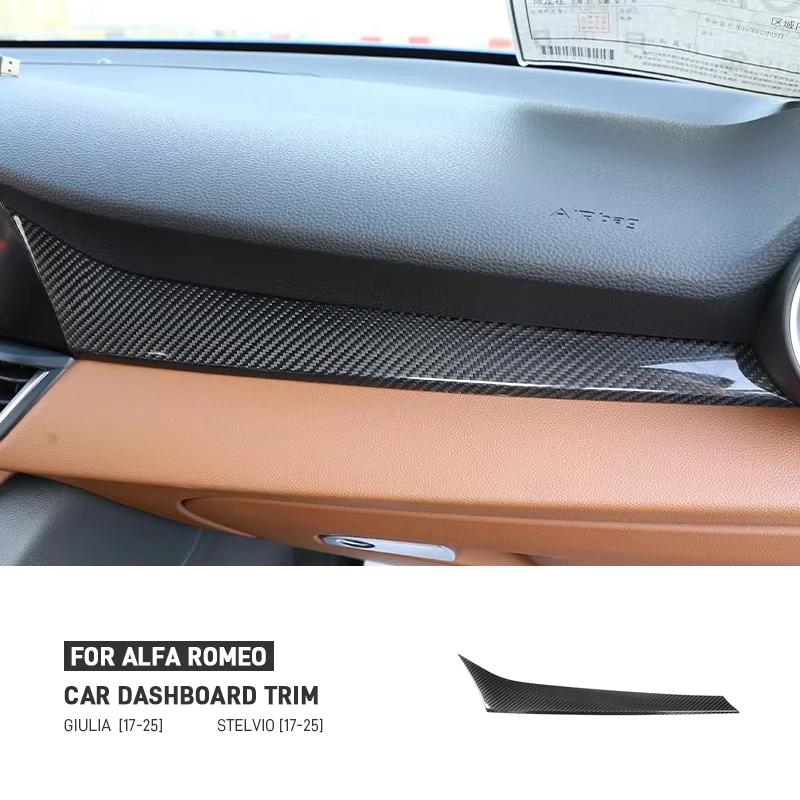 

For Alfa Romeo Giulia 2017-2025 Real Dry Carbon Fiber Car Dashboard Decorative Panel Cover Trim Sticker Car Interior Accessories