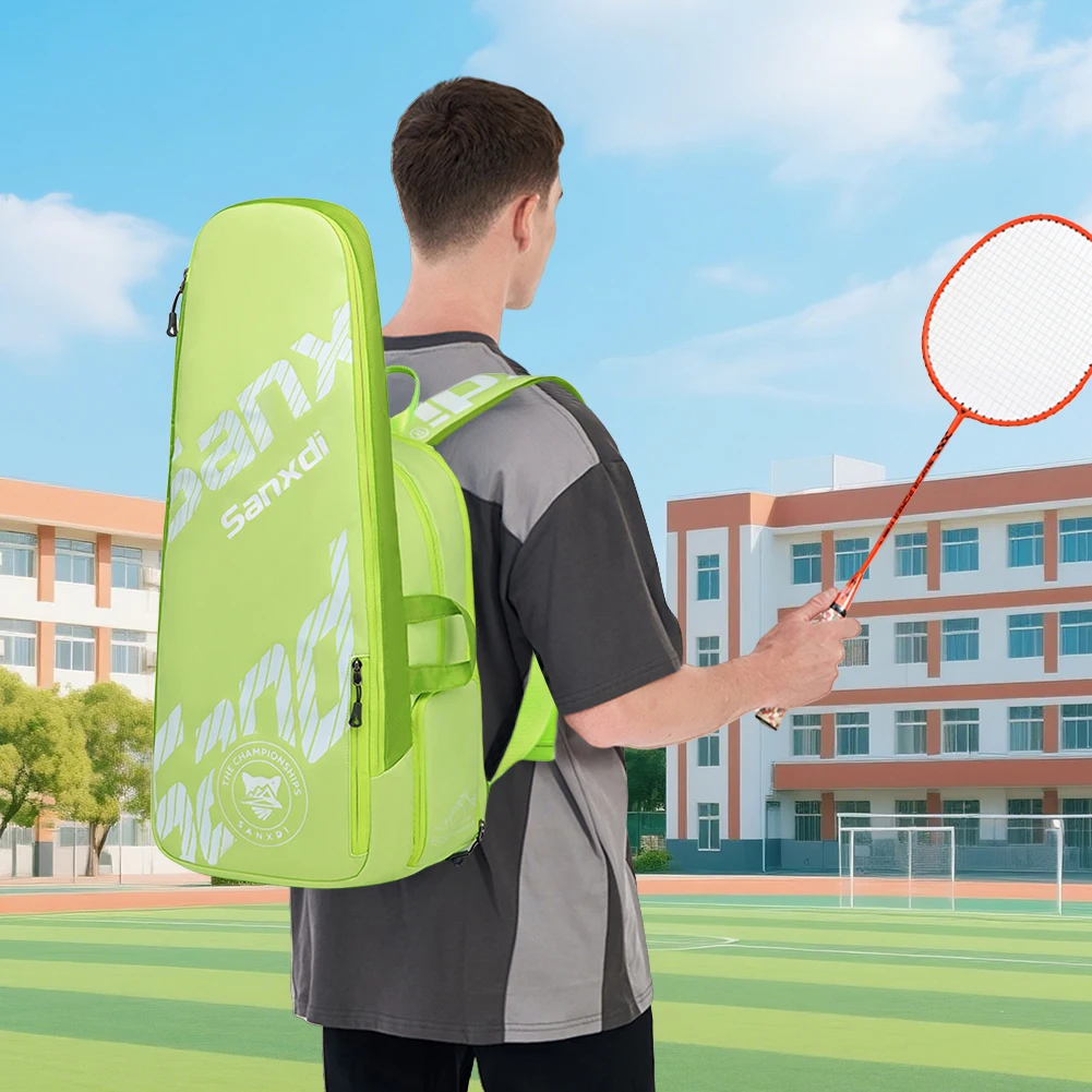 Borsa portatile per 3 racchette da tennis Zaino resistente all'usura per racchette da badminton Zaino sportivo multifunzione traspirante per sport all'aria aperta