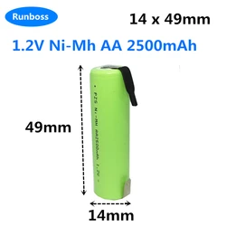 1.2V AA Rechargeable Ni-Mh Battery 1600mAh 2200mah 2500mAh for Braun oral b electric toothbrush D12 S12 Batteries