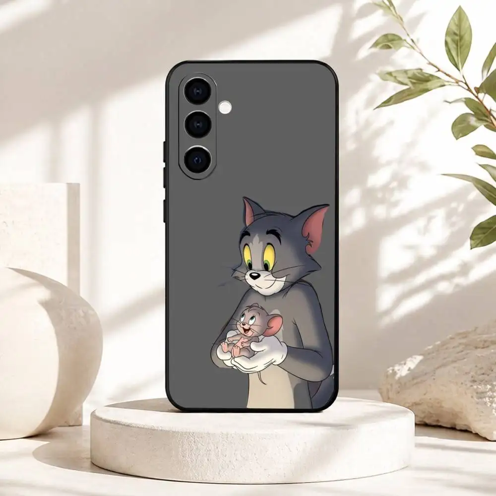 C-Cute cartoons TomS and JerryS Phone Case For Samsung Galaxy A73,A72,A71,A70,A53,A52,A51,Soft Silicone Black Cover view 3