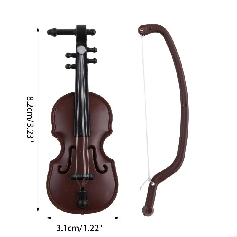 77JA Mini Violins Ornament Miniature Model với giá đỡ cho Case Dollhouse để trang trí máy tính để bàn cho búp bê cho búp bê
