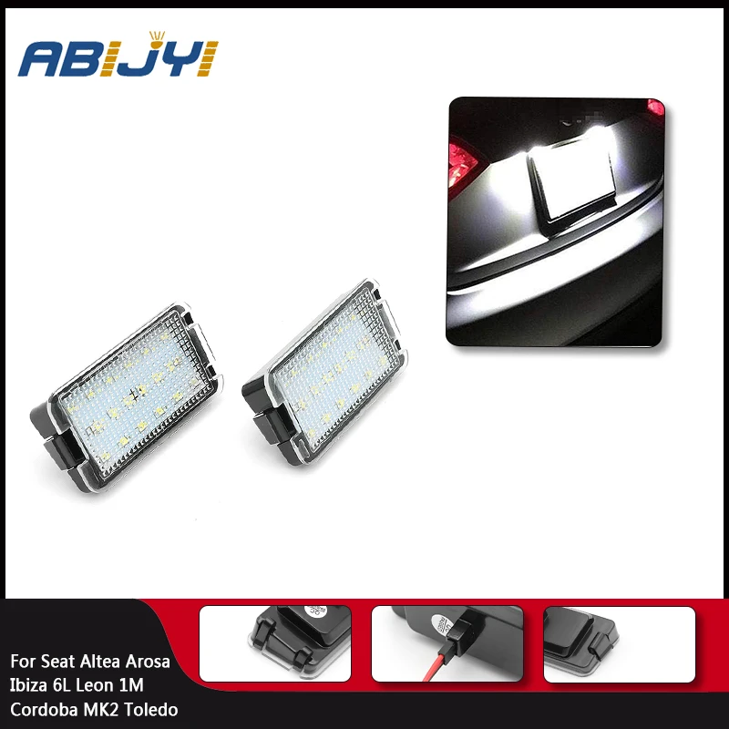 

2pcs Canbus Car Led Number License Plate Lights 12V For Seat Altea Arosa Ibiza 6L Leon 1M Cordoba MK2 Toledo 5P ​Car Accessories