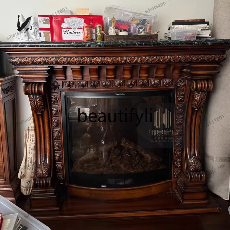 American solid wood mantel European villa decorative cabinet retro and old stove cabinet