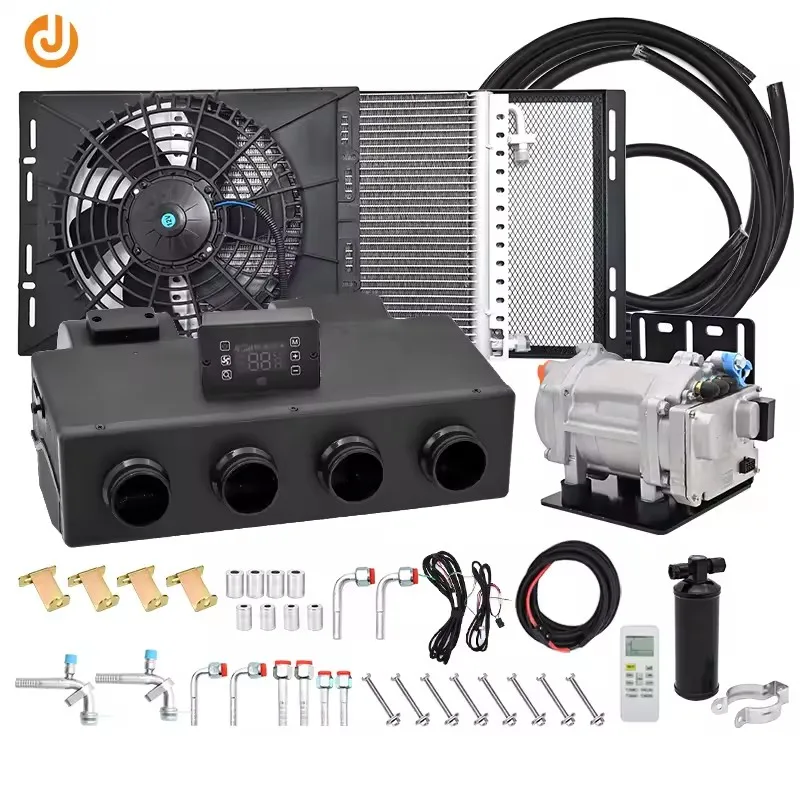 404 4 furos universal automotivo ar condicionado com controle remoto compressor elétrico 12v/24v ar condicionado e sistema de aquecimento