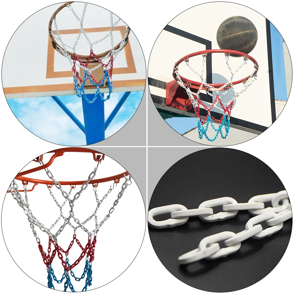 

1pc Three Color Basketball Net Synthetic Steel Wear Resistant All Weather Heavy Duty Easy Install Schools Public
