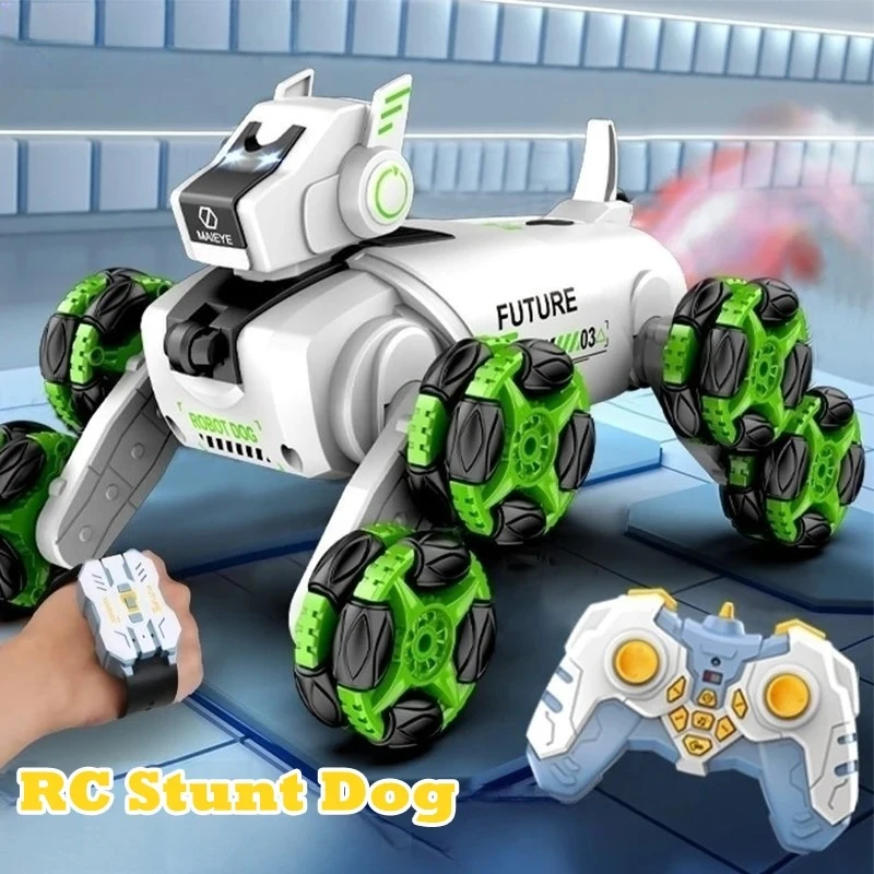 

RC Stunt Dog Remote Control Robot Intelligent Stunt Mechanical Spray Dog Dual Mode Music 360 Degree Rotation Drift Pet Kid Toy