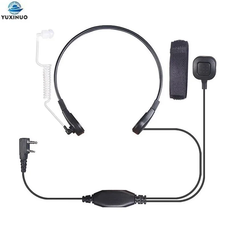 Baofeng UV-5R Series Radio 2Pin Throat Vibration Finger PTT Mic Earpiece Air Tube Headset Microphone for Kenwood Walkie Talkie