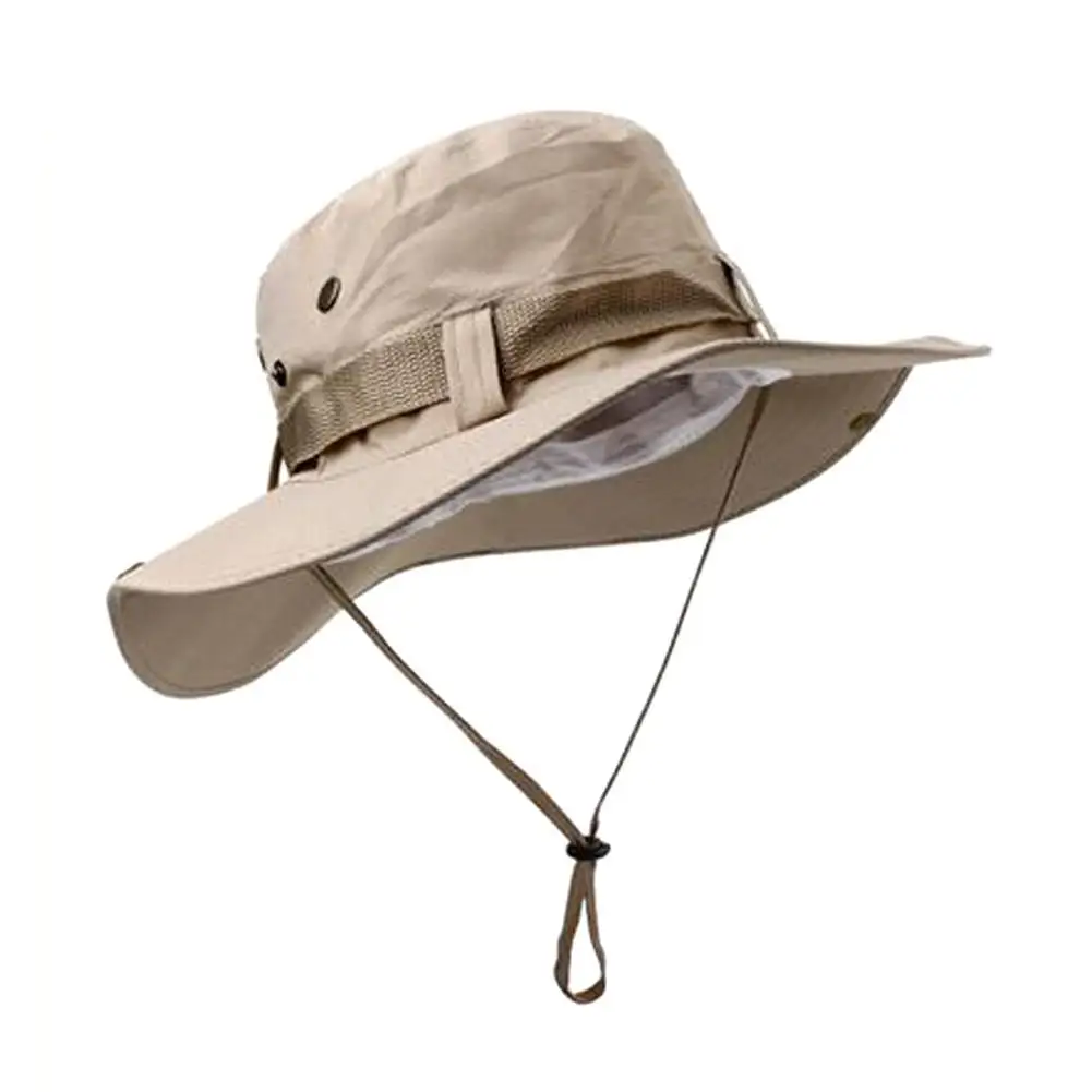 Summer Bucket Hat Outdoor UV Protection Wide Brim Panama Safari Hunting Hiking Hat Sunscreen Cap