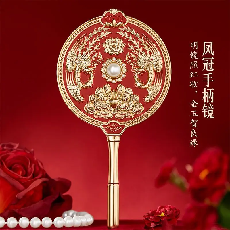 Chinese Palace Museum Style Retro Portable Hand Makeup Tassels Mirror Vintage Style Hanfu Mirror Keepsake For Girl Gift