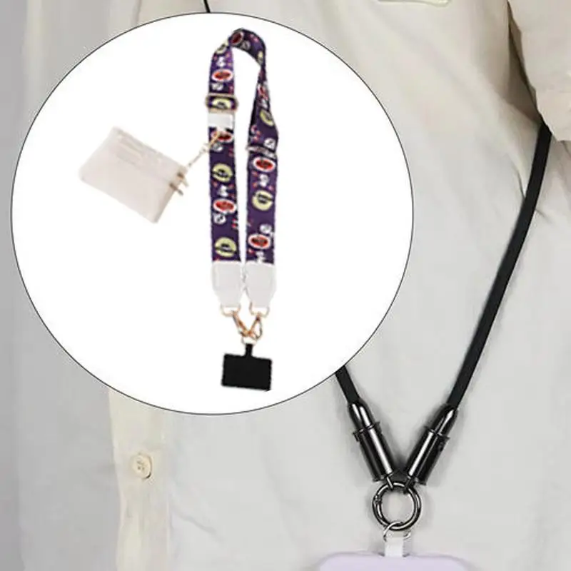 Cinturino per telefono cordino cinturino per collo natalizio con custodia con cerniera Design regolabile decorazione per cordino per viaggi di lavoro ogni giorno