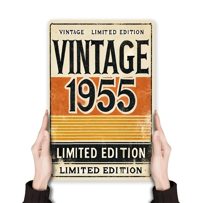 [2D Flat] 1 Piece 1955 Limited Edition Vintage Metal Sign, 8x12inch Vintage Wall Art Plaque, Suitable for Multifunctional Iron Art Decoration in the Home