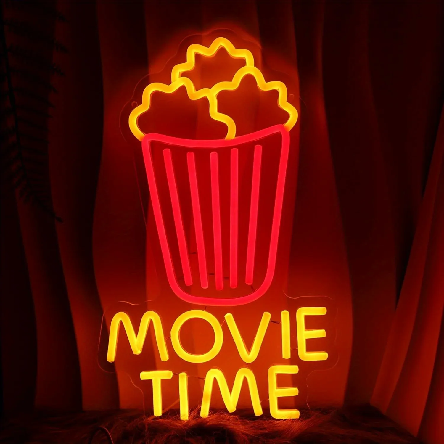 

Неоновые огни попкорна Movie Time, для коммерческих ресторанов фаст-фуда, Cinemas, украшений для бара, подходят в качестве подарков на день рождения.